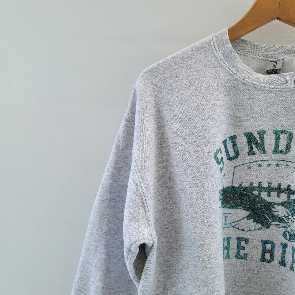 Sundays Are For The Birds Heather Gray Sweatshirt Size Medium Philadelphia Eagle - Picture 3 of 14